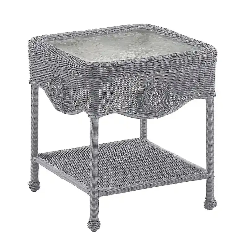 Riviera Resin Wicker Side Table – 18″ All-Weather Patio Accent Table