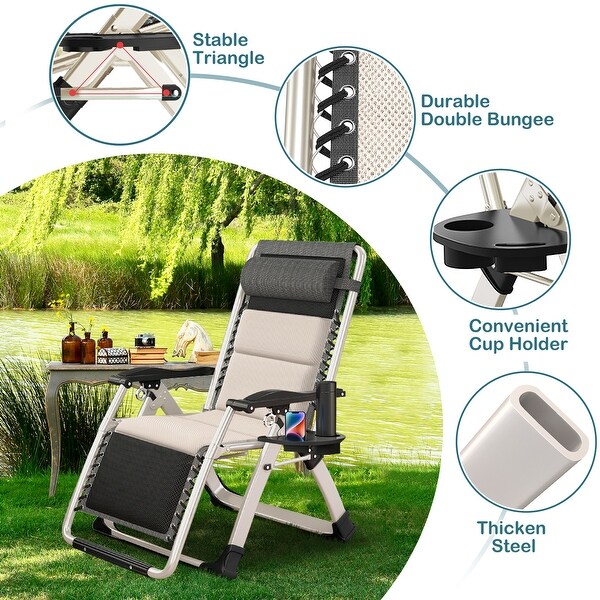 DoCred Zero Gravity Chair,Folding Lawn Chaise Recliner Lounge Chair