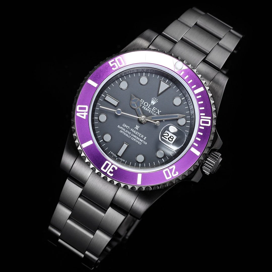 GMT - MASTER II CUSTOM BLACK CASE PURPLE BEZEL