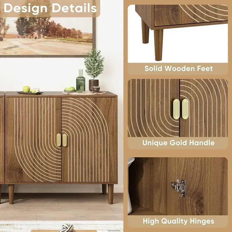 Walnut Freestanding Sideboard – Dining Room Cabinet with Integrated Cable Management System