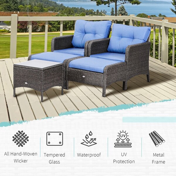 Outsunny 5piece Wicker Patio Chairs,Ottomans,and Coffee Table Set