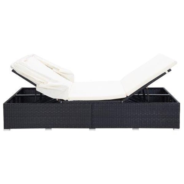 vidaXL 2Person Sunbed with Cushion Poly Rattan Black