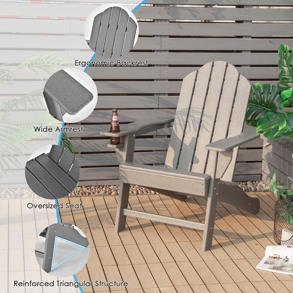 Costway Patio Adirondack Chair Weather Resistant Garden Deck W/Cup