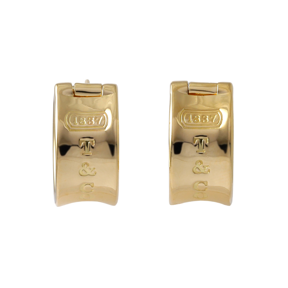 Tiffany & Co. Tiffany 1837 Narrow Wide Hoop Earrings 18K Yellow Gold