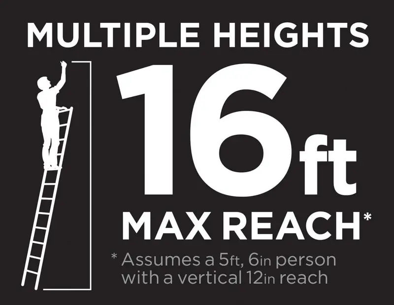 SmartClose Telescoping Aluminum Ladder – 12.5 ft Extended Height, 16 ft Max Reach, 300 lb Capacity, Pinch-Free Soft-Close Locking System