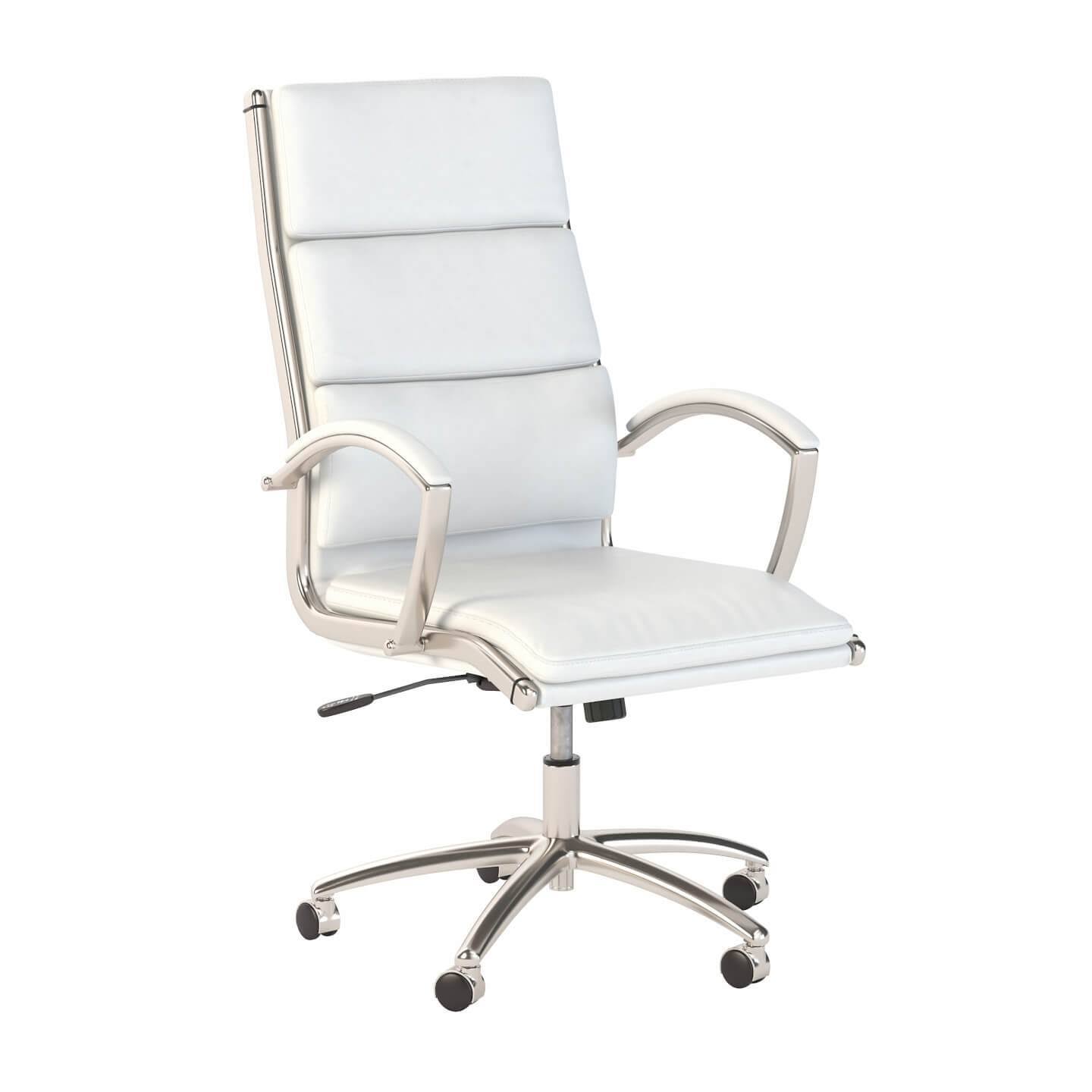Salinas High Back Leather Executive Office Chair in Light Gray