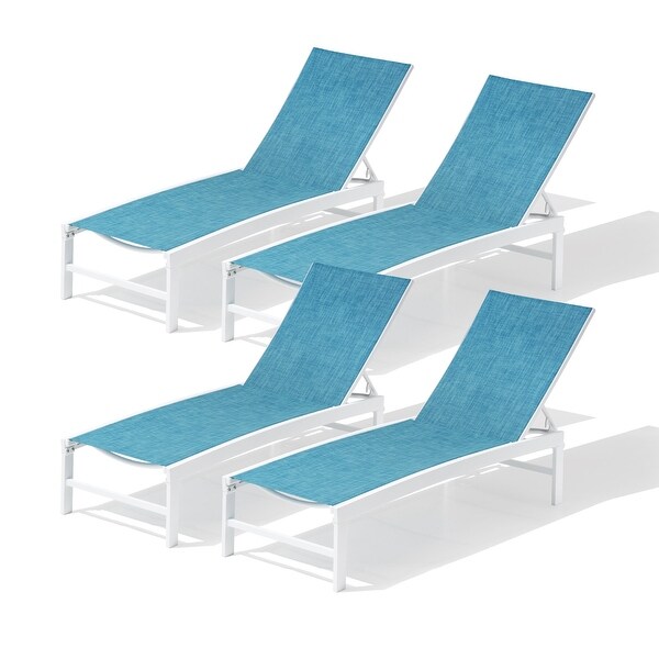 Pellebant Outdoor Adjustable Aluminum Chaise Lounge Chairs (Set of 4)