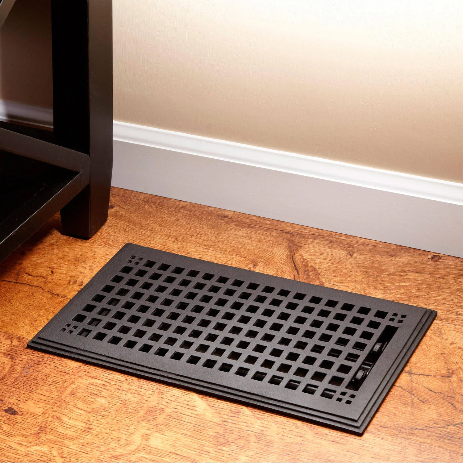 Mission Cast Iron Floor Register in Black 4x22 x 8x22 (5x22 x 9-1/8x22 Overall) | Signature Hardware 426050
