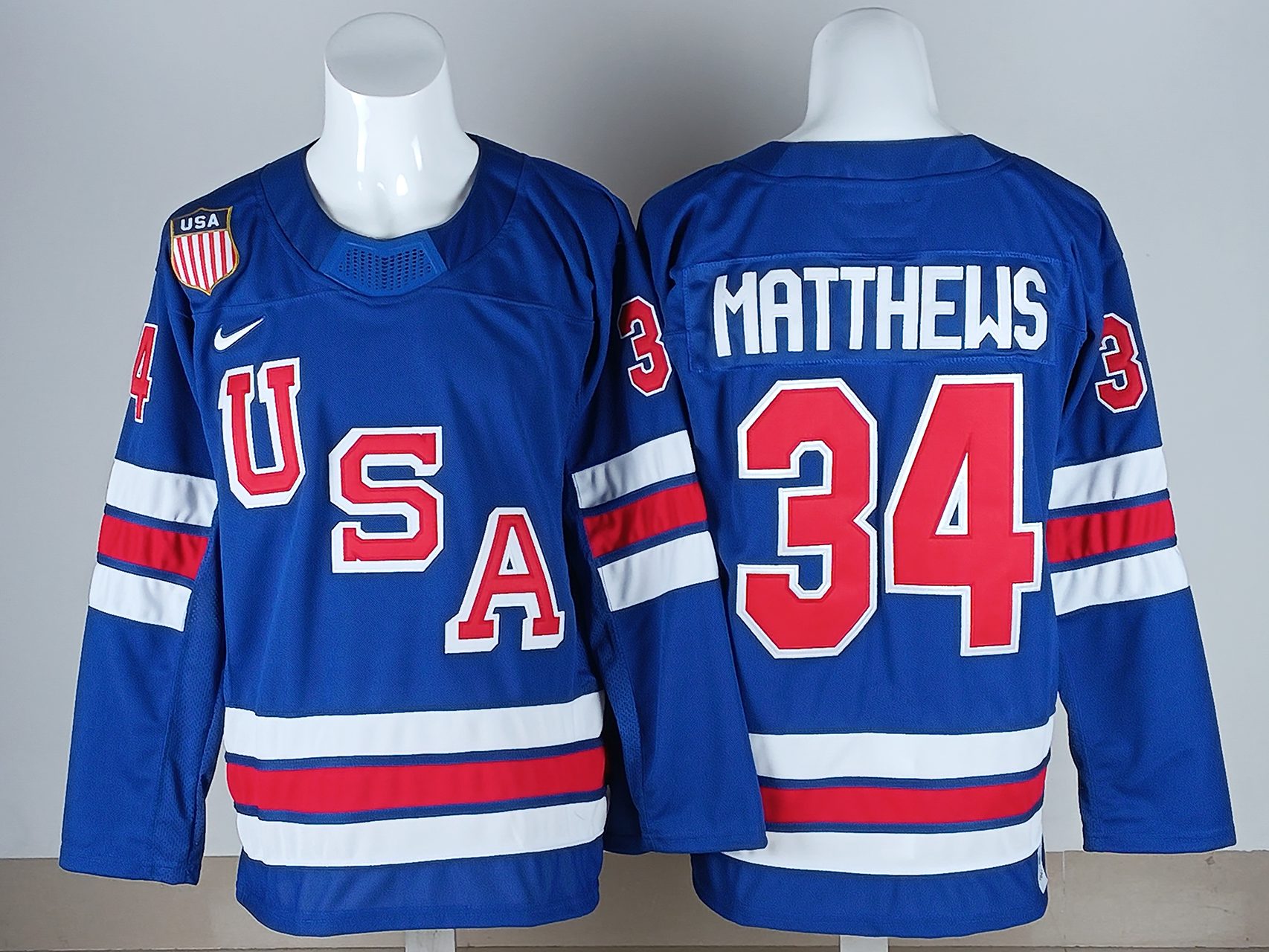 Men's United States Hockey Auston Matthews #34 Royal 2026 Winter Olympics Jersey