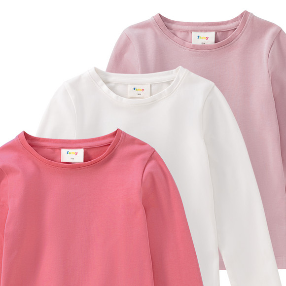 Famy 3 Mädchen Langarmshirts in Unifarben