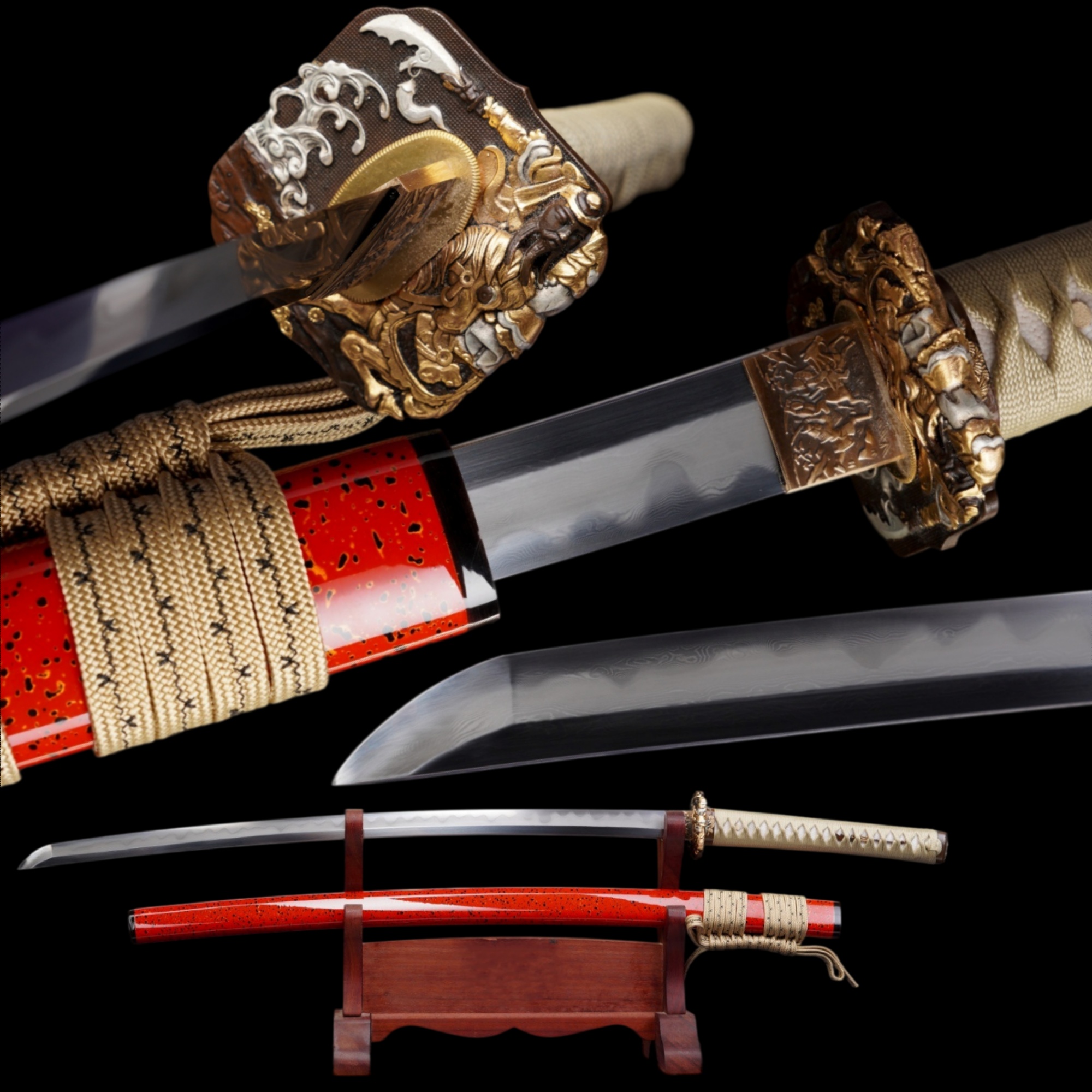 Japanese Katana Warrior Saint Hand Forged Damascus Steel Clay Tempered Full Tang
