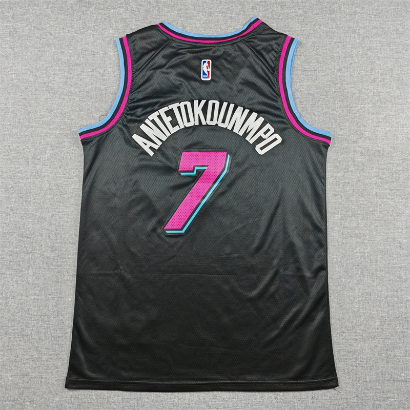 Men's Miami Heat Giannis Antetokounmpo #7 Black 2025/26 City Edition Swingman Jersey