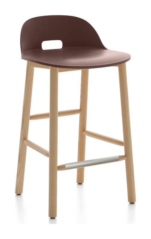 Emeco Alfi Low Back Counter Stool - Dark Grey / Dark Ash