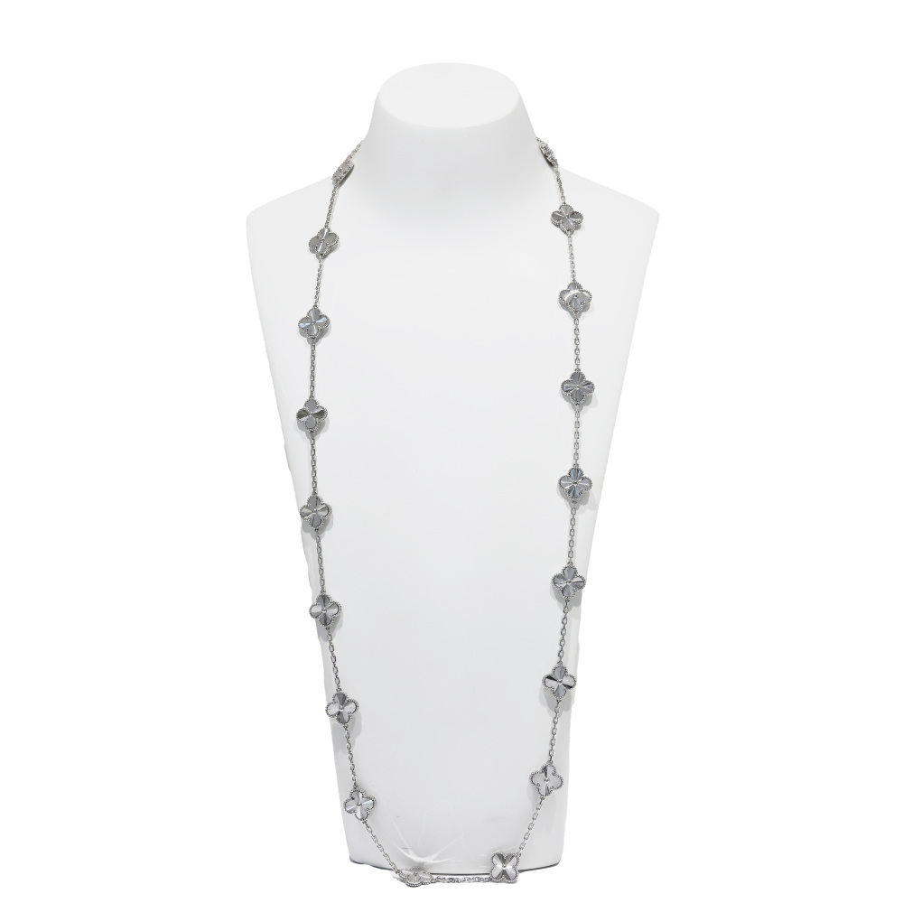 Van Cleef & Arpels Vintage Alhambra Necklace 20 Motifs 18K White Gold VCARP9XH00