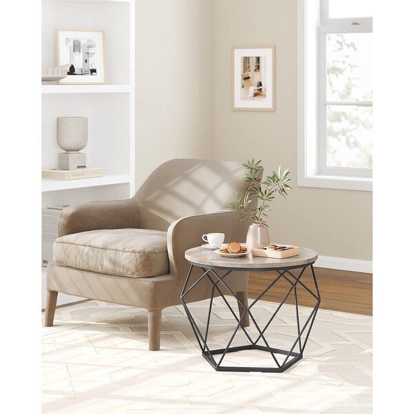 Small Coffee Table Set of 2,Round Coffee Table ,Greige and Black