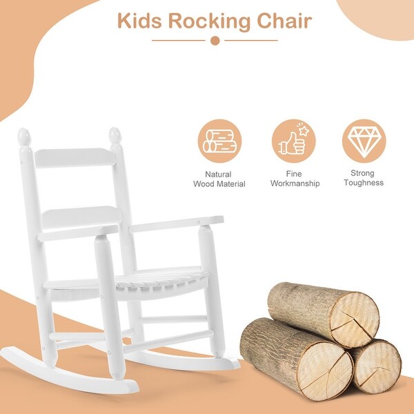 Children's Wooden Rocking Chair White Poplar