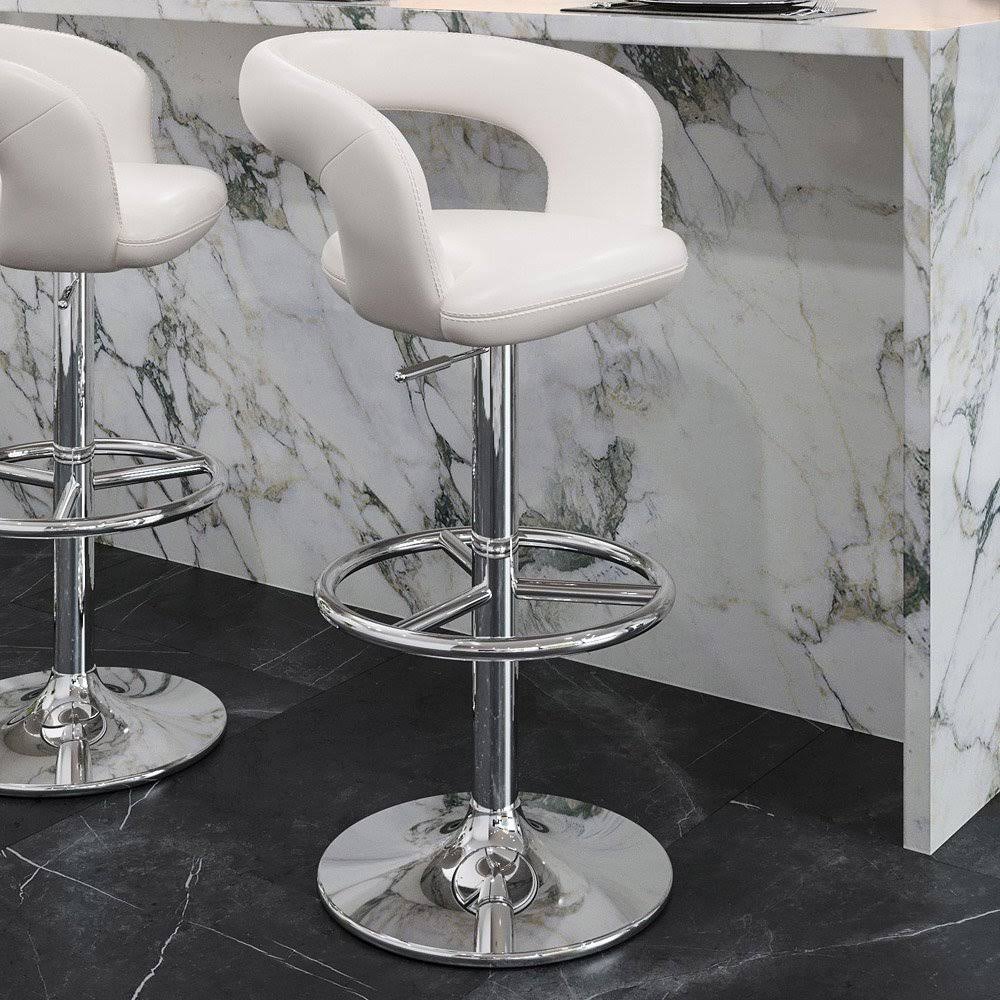 Zuri Furniture White Monza Adjustable Height Swivel Armless Bar Stool