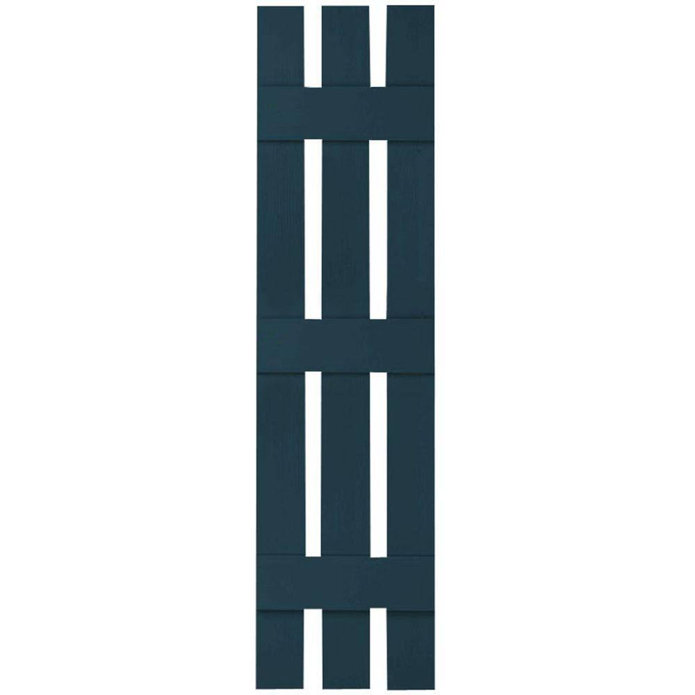 12 inchw x 77 inchh Lifetime Vinyl, Custom Three Board Spaced (3 Batten), Board-n-Batten Shutters, Midnight Blue