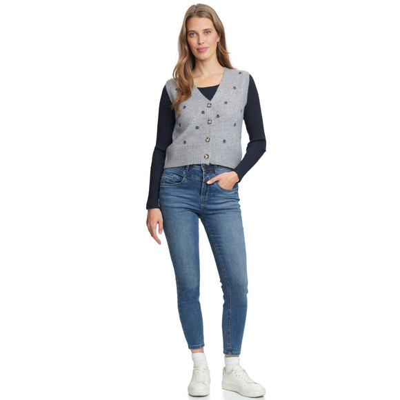 Gina Damen Strickweste mit Allover-Stickerei