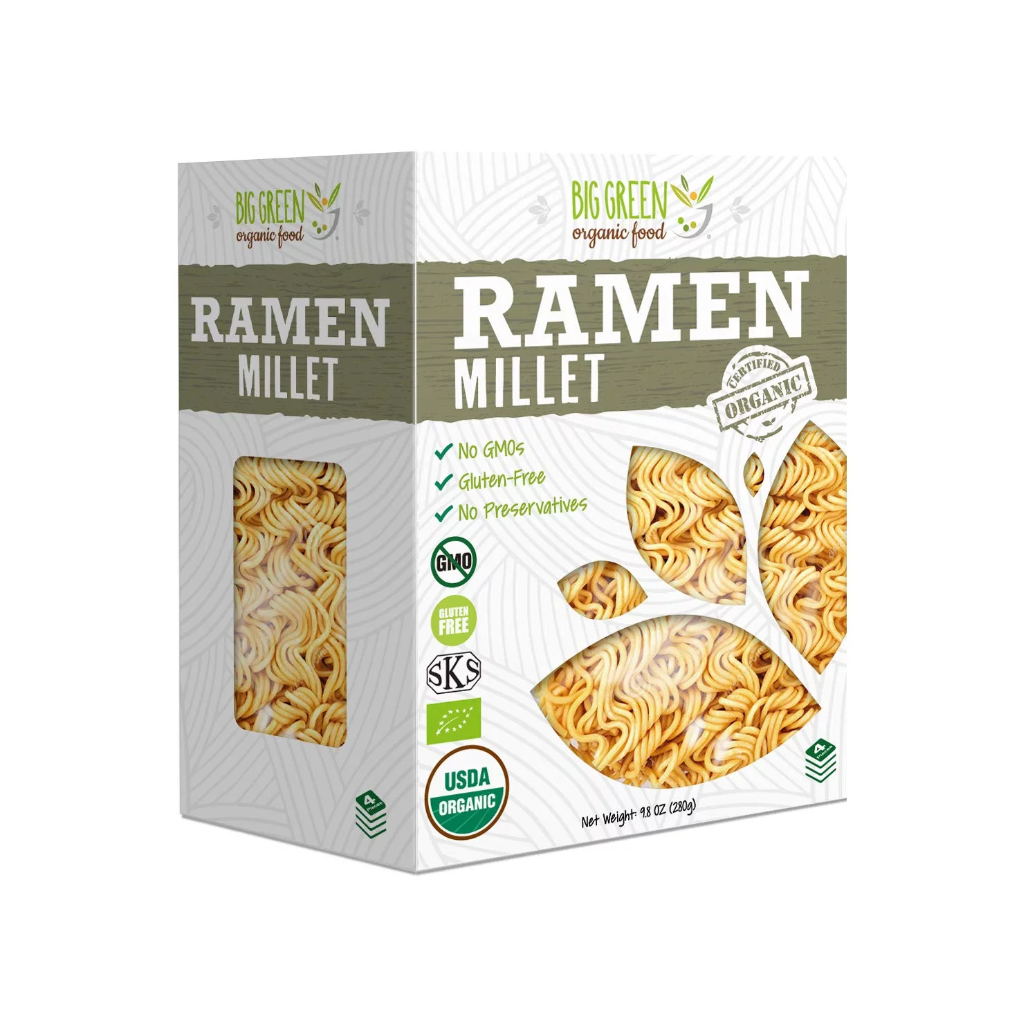 Big Green Organic Food- Organic Millet Ramen, 9.8 oz (6 Packs)