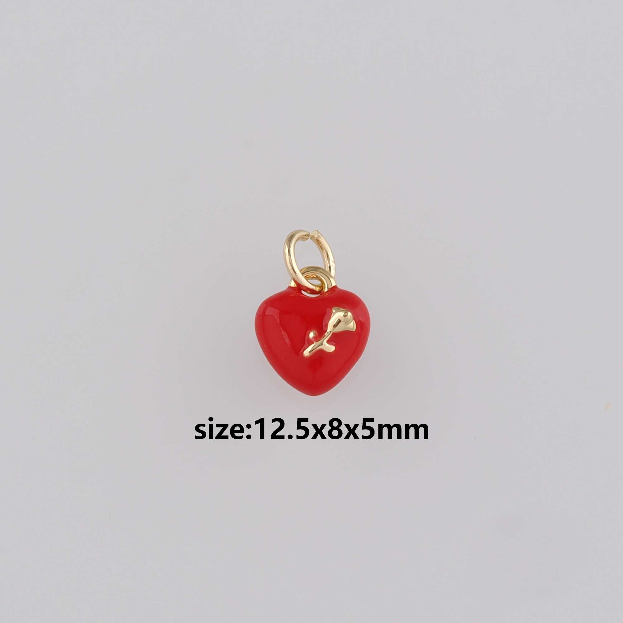 18K Gold Filled Heart Pendant,Enamel Heart Charm Earrings Necklace for DIY Jewelry Making Supply