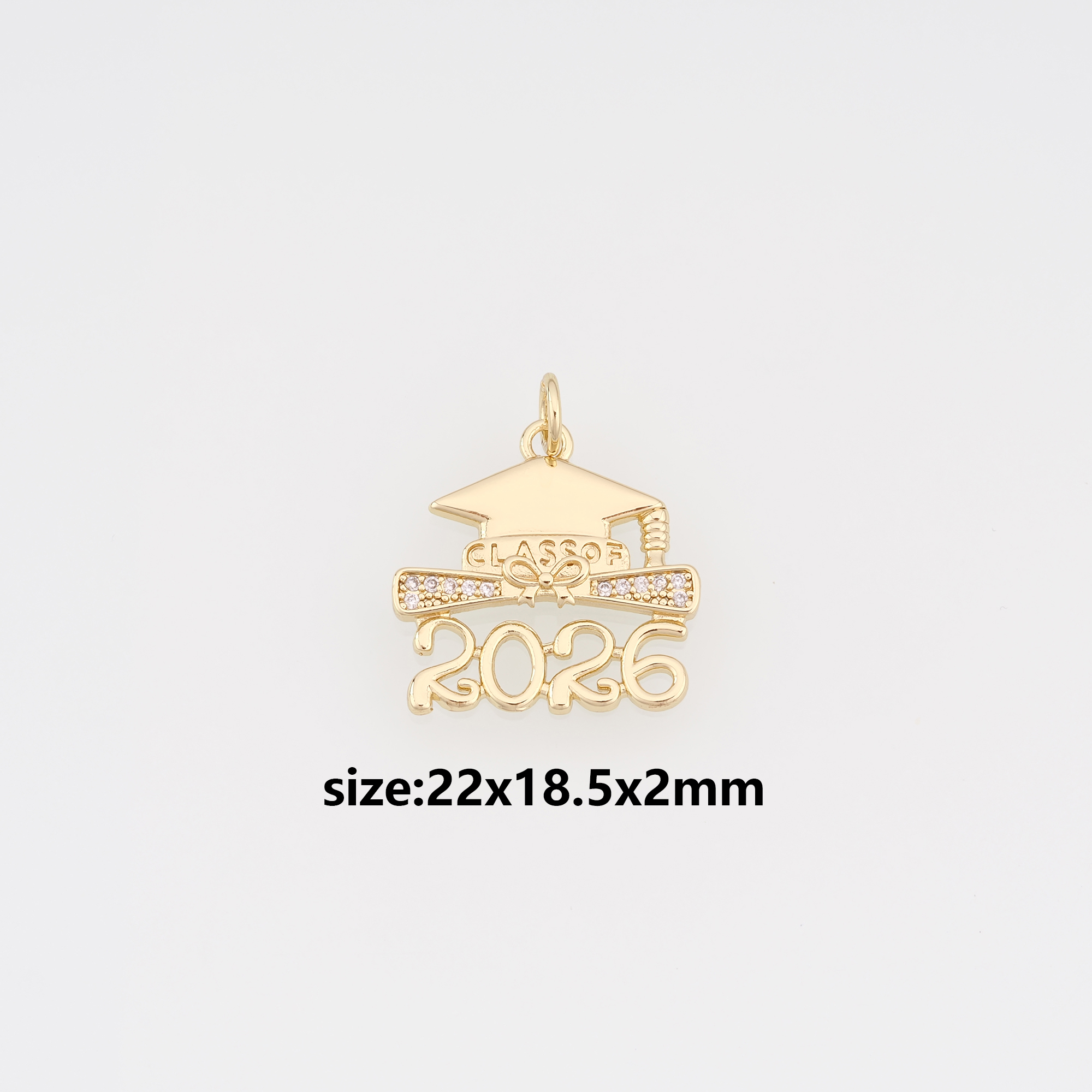 18K Gold Filled Year 2026 Pendant,CZ Micro Pave 2026 Number Charm Earrings Necklace for DIY Jewelry Making Supply