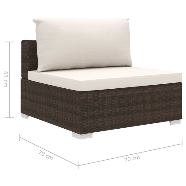 vidaXL 11 Piece Patio Lounge Set with Cushions Poly Rattan Brown