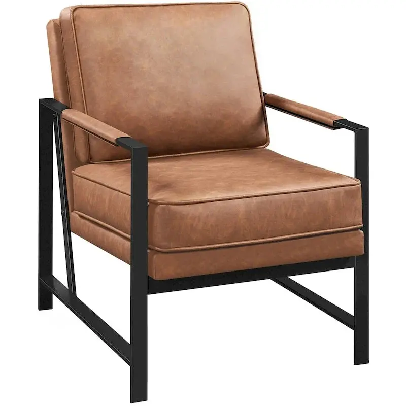 Yaheetech Retro Accent Chair – Faux Leather Lounge Seating with Mid-Century Style