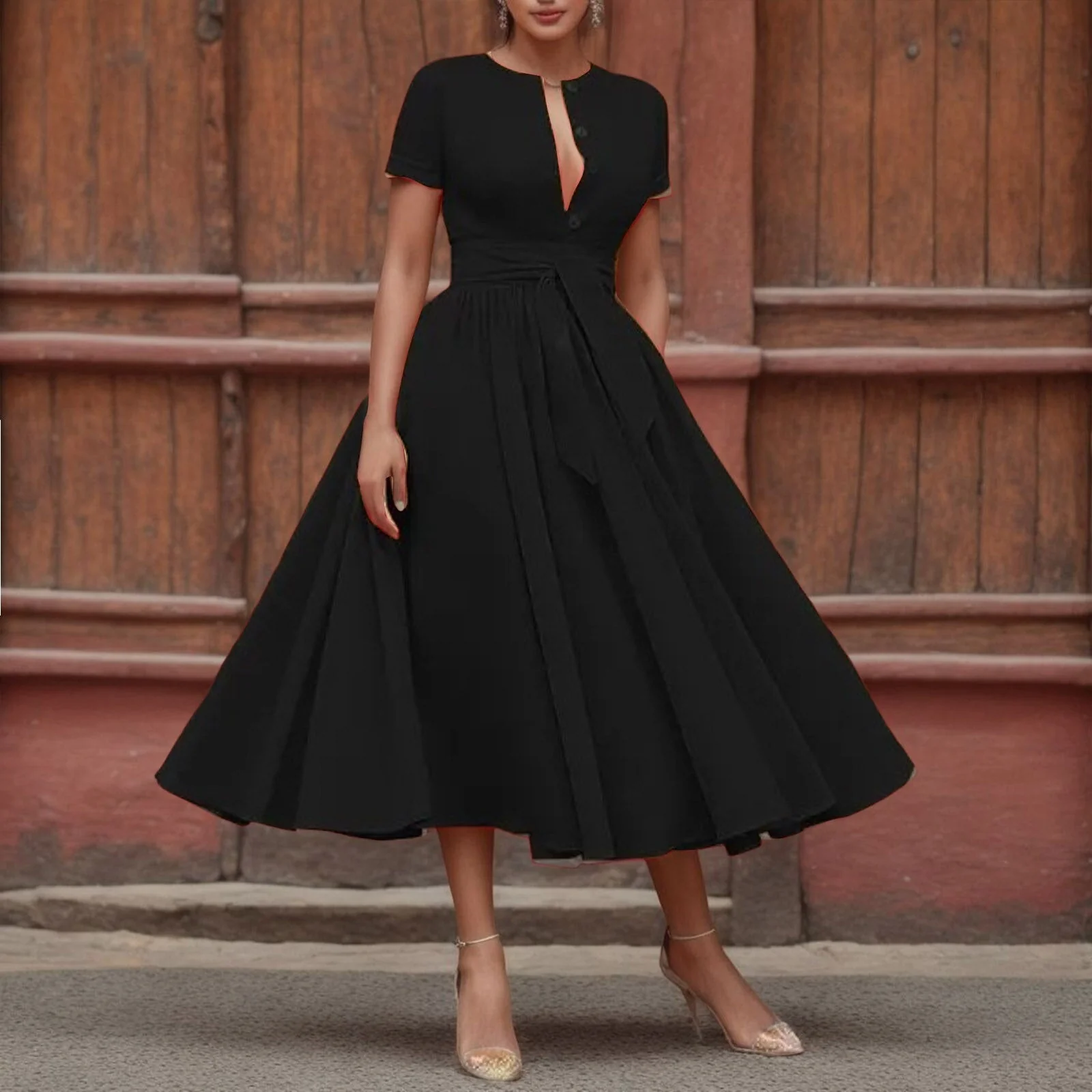 Button-Down Belted Maxi Dress | Casual Fit & FlareClistos