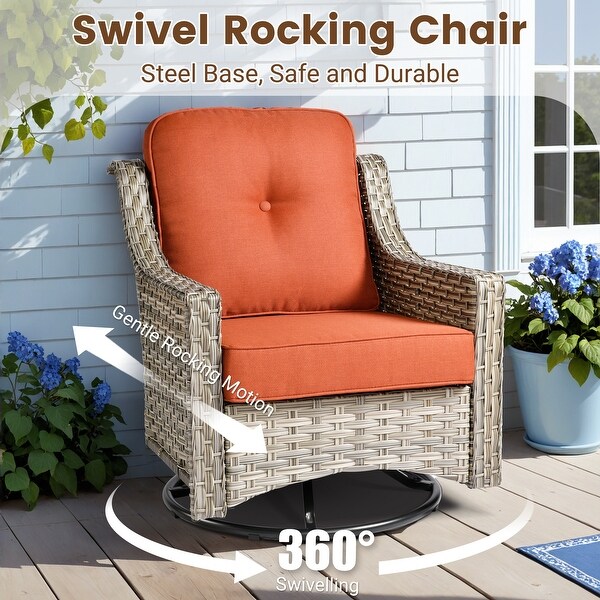 HOOOWOOO 10piece Wicker Patio Furniture Set Sectional Sofa with Swivel Chair