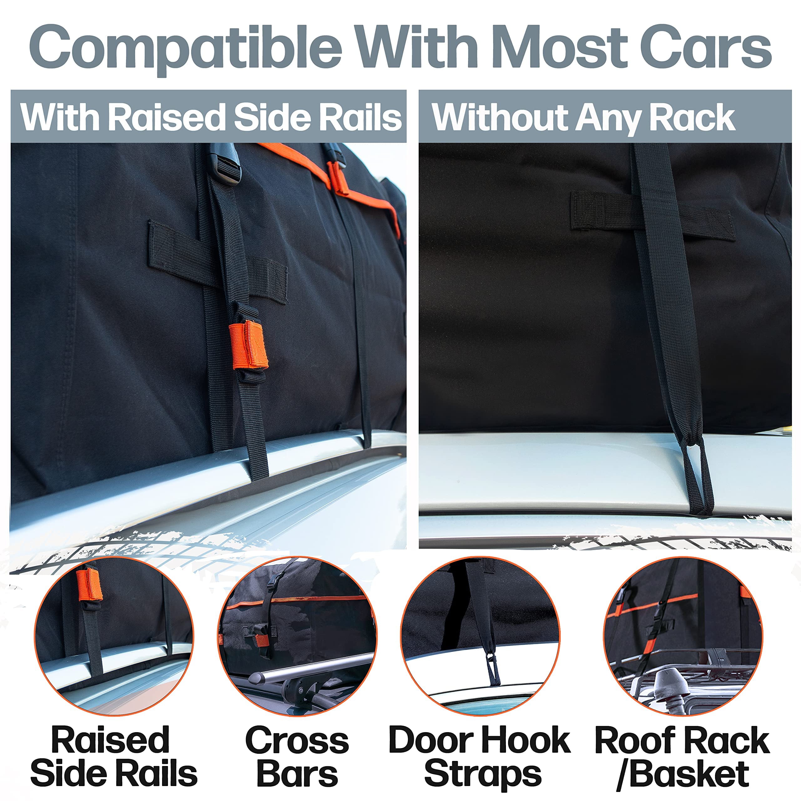 RoofPax 19 cft. Extra Waterproof Car Rooftop Cargo Carrier Bag, Heavy Duty, 6 Safety Hooks Included