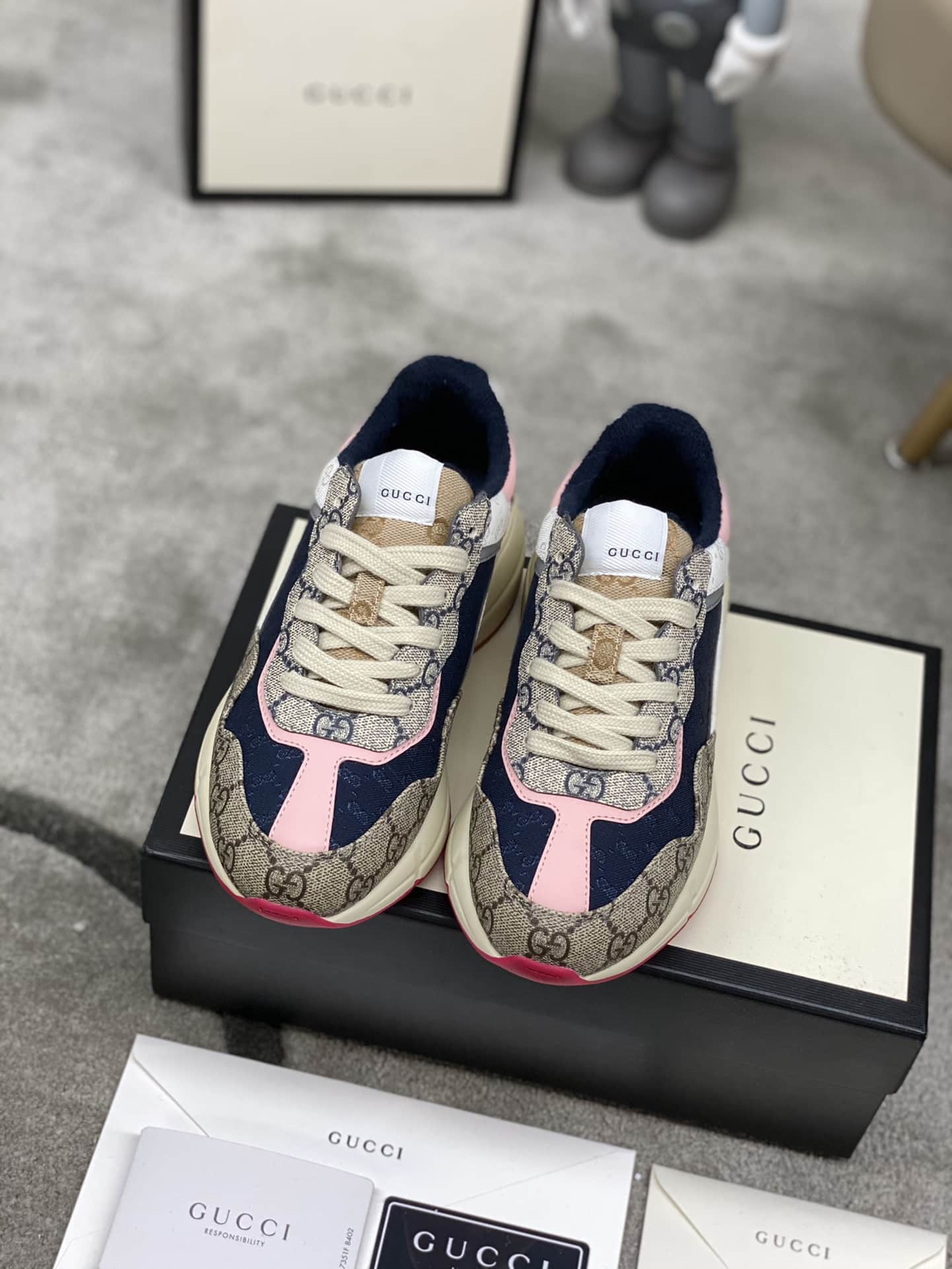 Gucci Wmns Gg Rhyton Beige White Pink 620185 99Wf0 4371