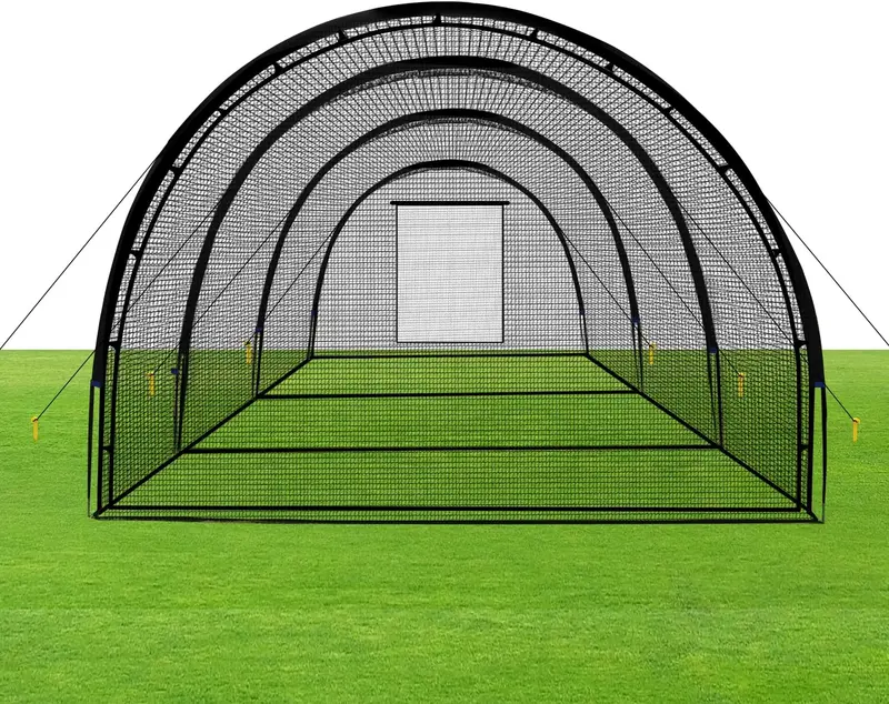 Portable Backyard Batting Cage Net – Detachable Door, Pitching Machine Opening & Outdoor Softball/Baseball Practice System