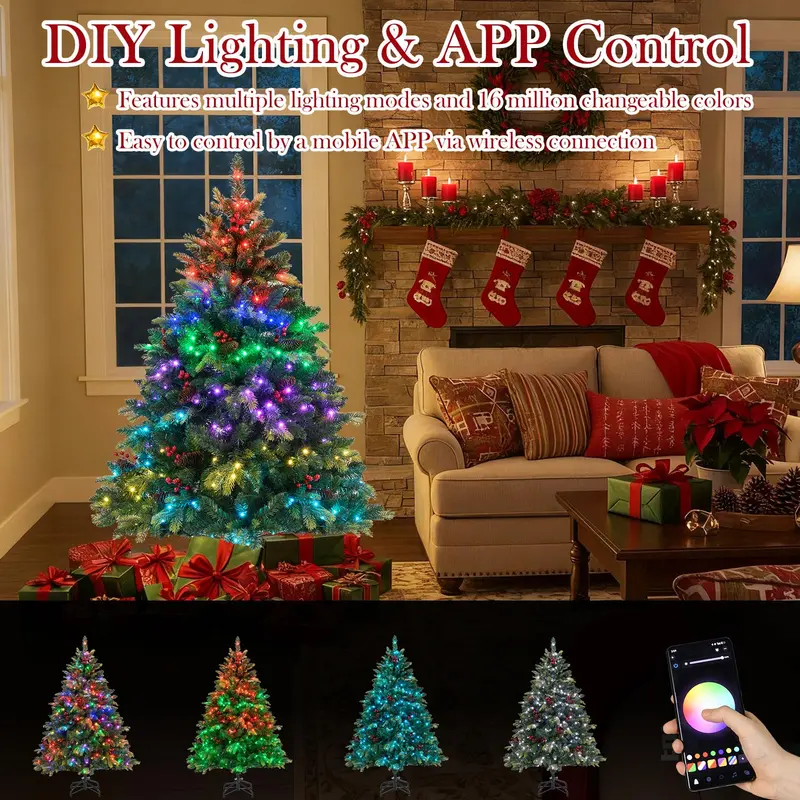 Smart Wi-Fi Enabled Christmas Tree — APP-Controlled RGB Lighting & Remote Operation