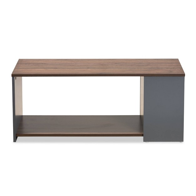 Thornton Wood Storage Coffee Table Brown gray Baxton Studio