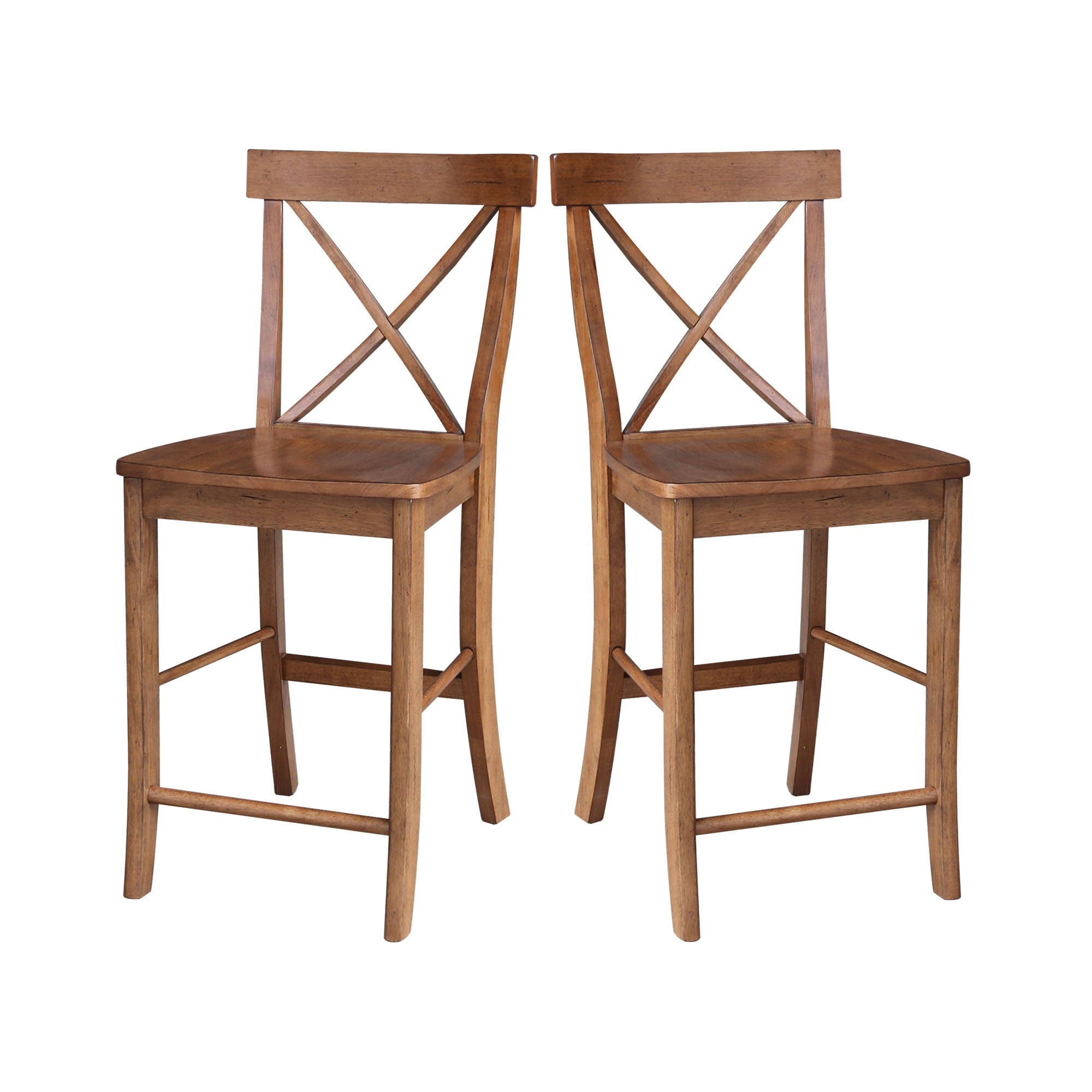 International Concepts S42-6132 24 in. X-Back Counter Height Stool - Distressed Oak