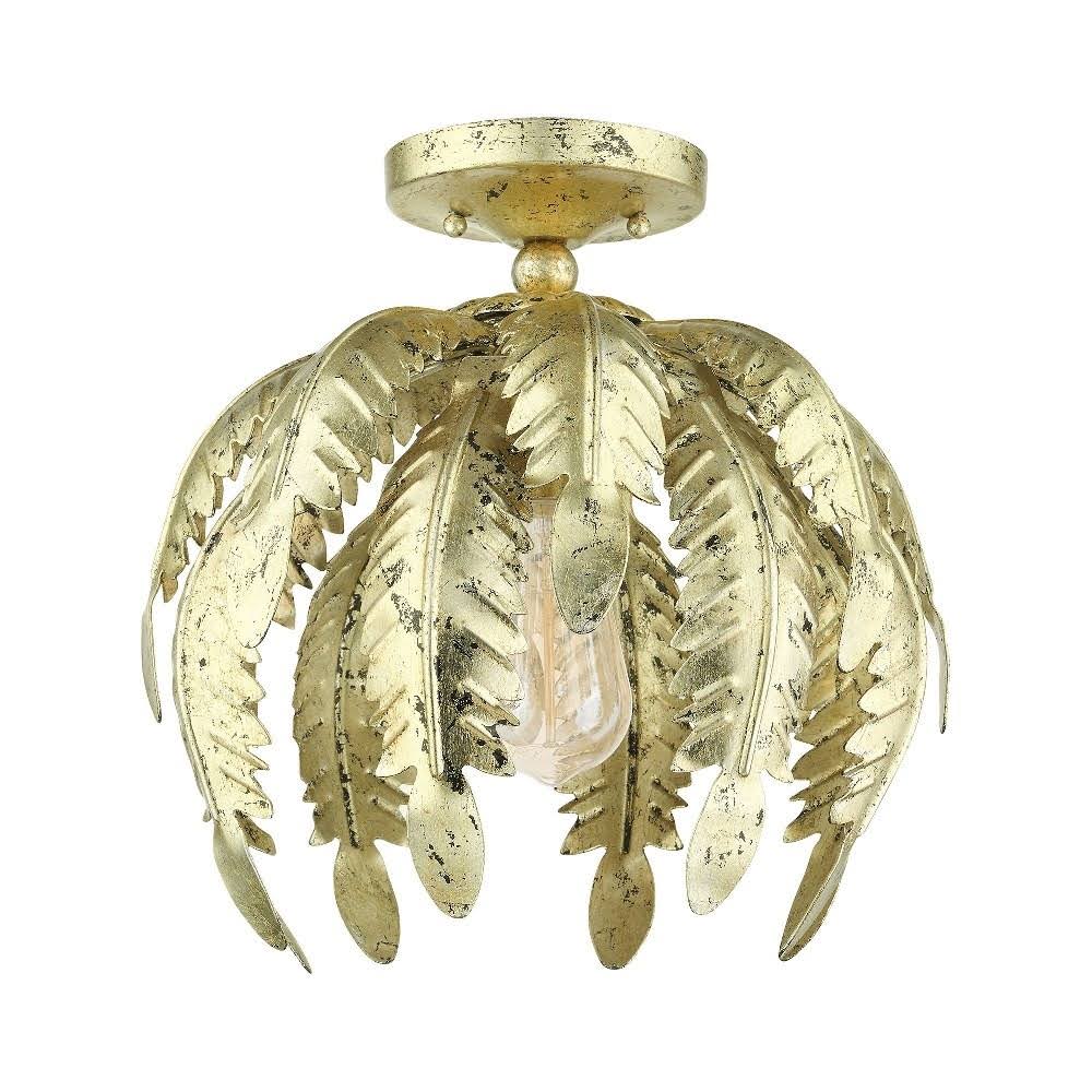 Livex Lighting Acanthus 1 Light Antique White Semi Flush Mount 46231-60