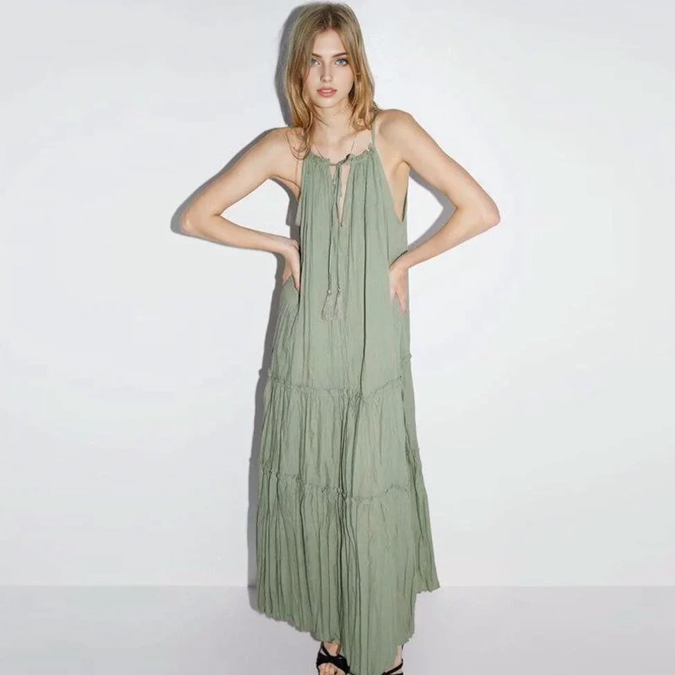 Halter Neck Tiered Maxi Dress | Boho Chic StyleClistos