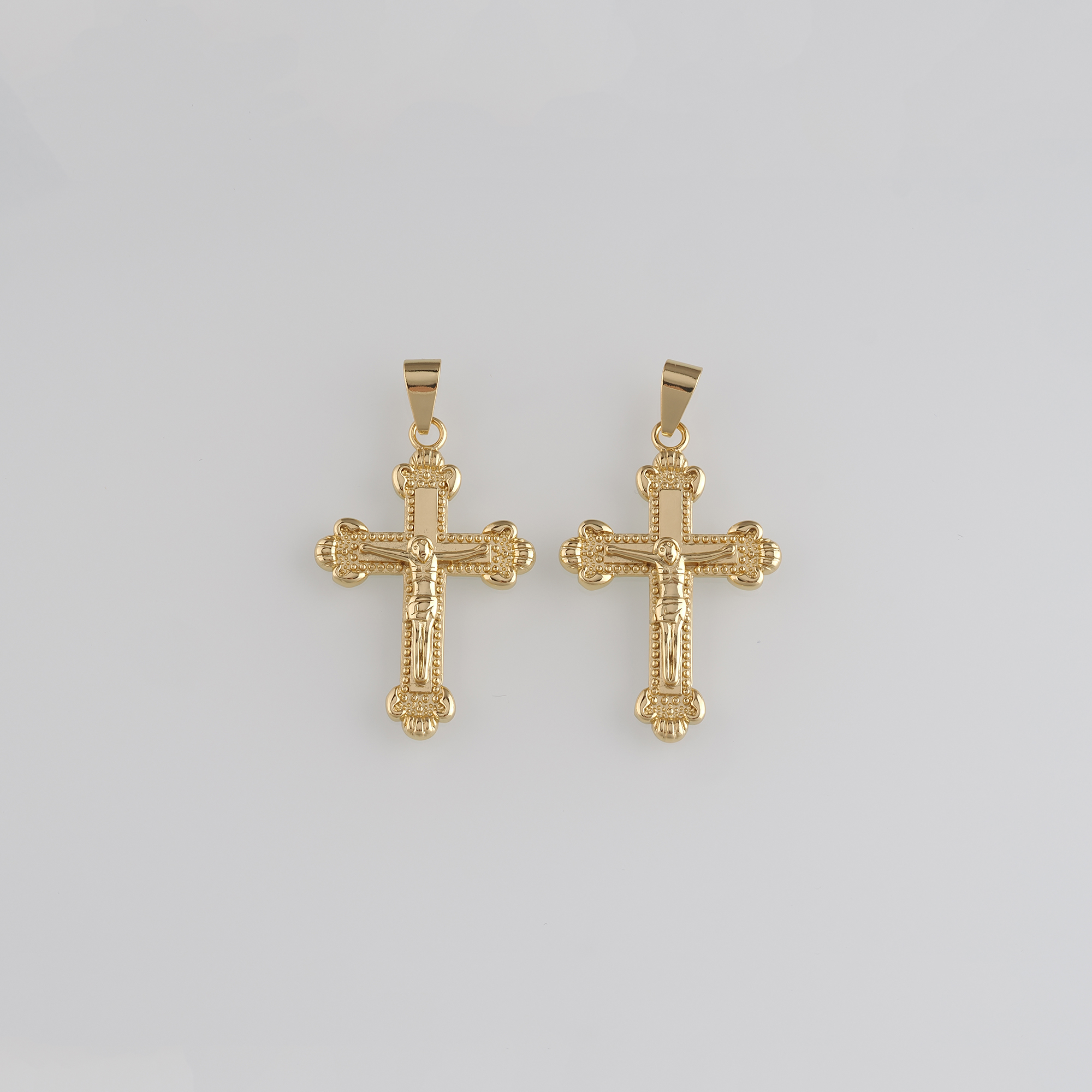18K Gold Filled Cross Pendant,Religious Charm Earrings Necklace for DIY Jewelry Making Supply