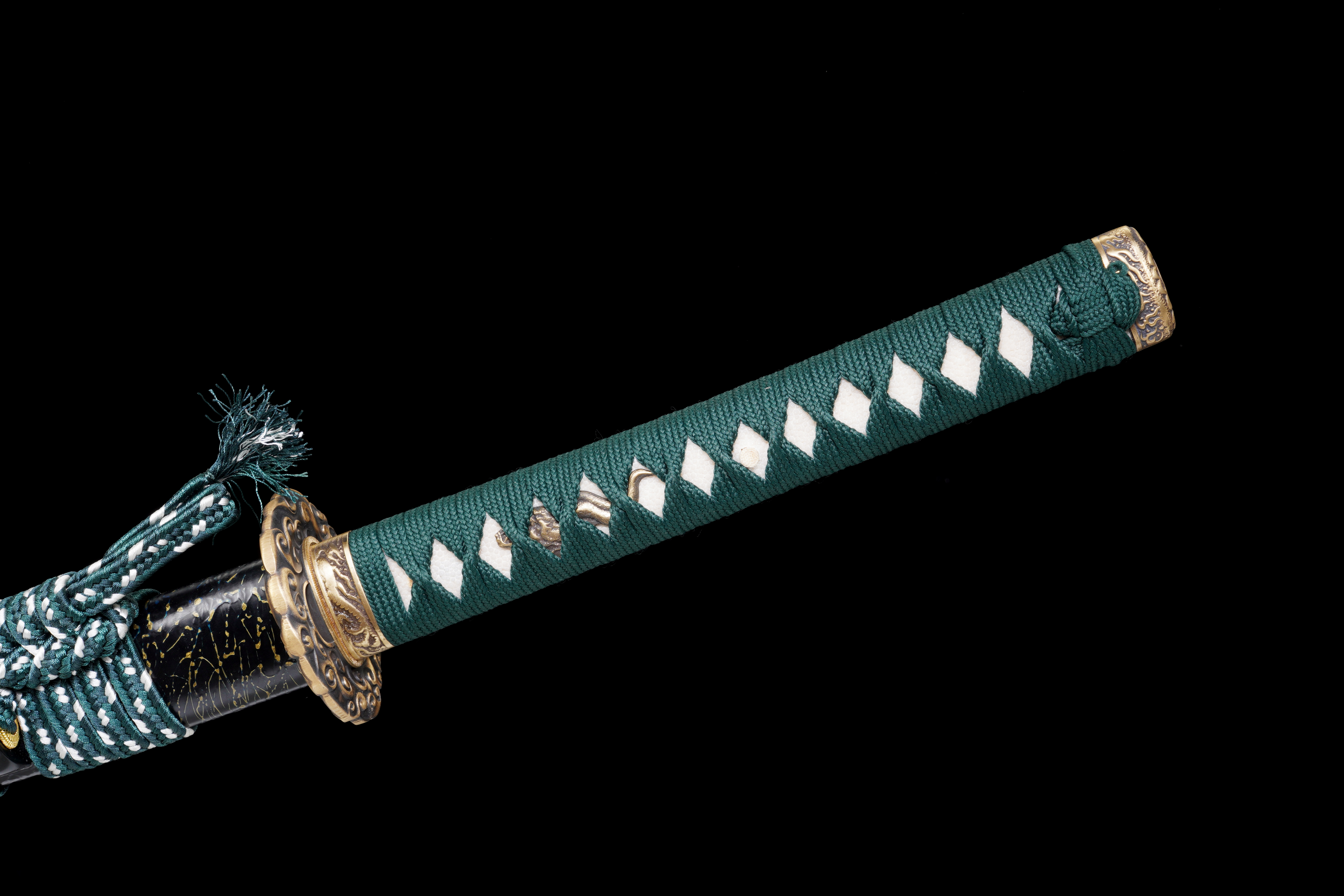 Handmade Katana T10 Steel Clay Tempered Blue Blade Azure Cloud Full Tang