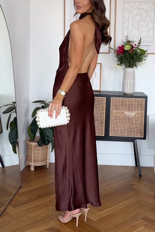 Backless Satin Maxi Dress | Elegant Evening GownClistos