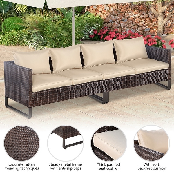 Costway 2PCS Patio Conversation Set Sectional Sofa Furniture Cushioned