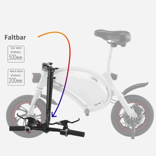 350W Folding Electric Bicycle with 15Mile Range Collapsible Lightweight Aluminum E-Bike Built-in 36V 6AH Lithium-Ion Battery, APP Speed Setting and Handlebar Display (White-6AH)