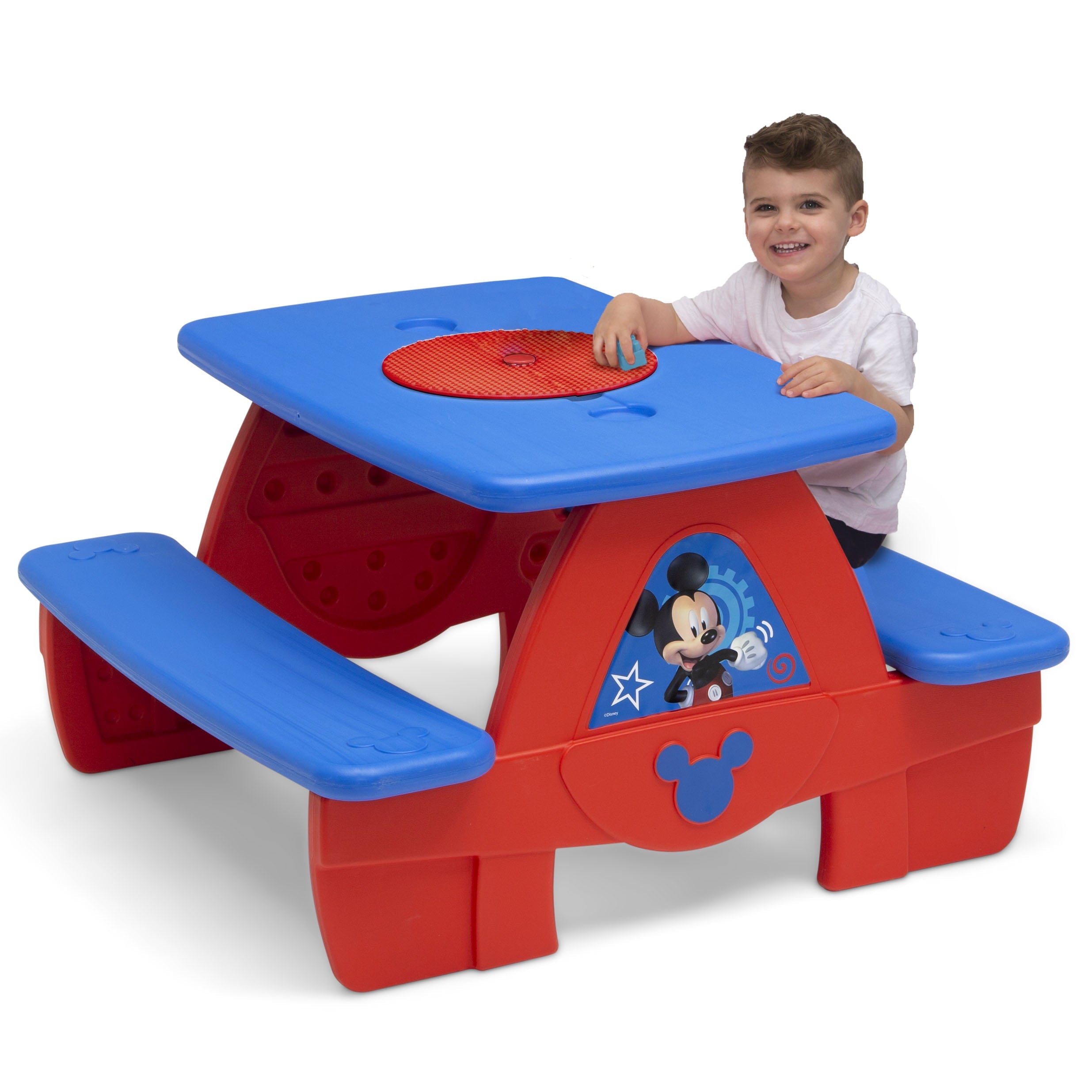 Mickey Mouse Picnic Table with Block Baseplate and Cupholders