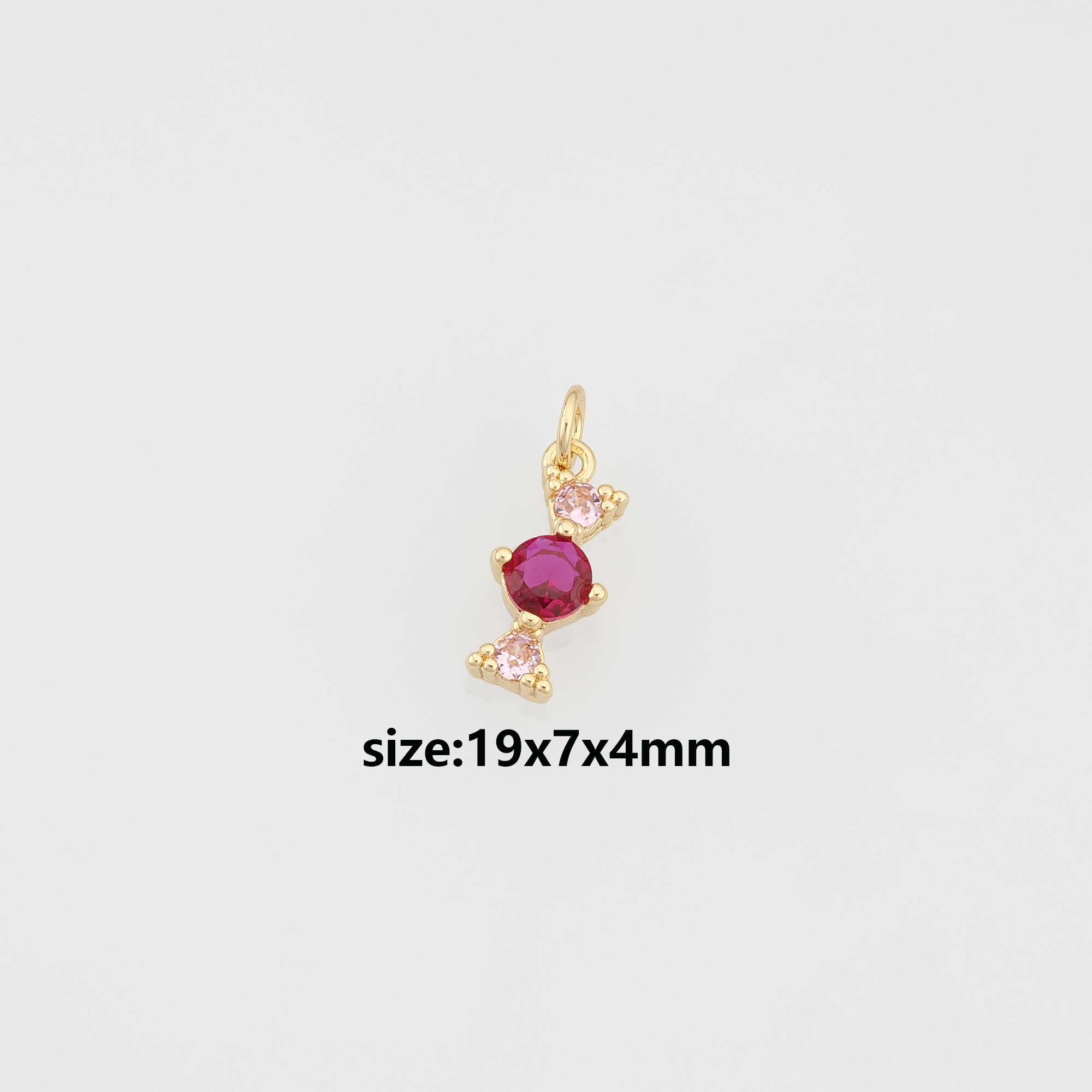 18K Gold Filled Candy Pendant,CZ Micro Pave Candy Charm Earrings Necklace for DIY Jewelry Making Supply