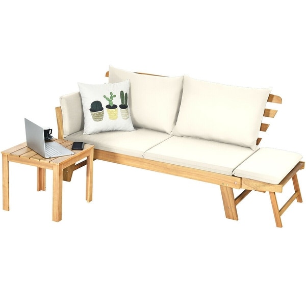 Adjustable Patio Convertible Sofa with Thick Cushion