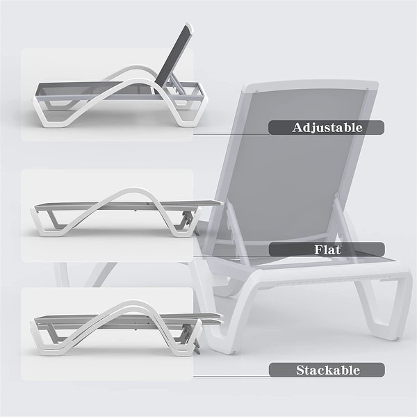 Patio Chaise Lounge Adjustable Aluminum Pool Lounge Chairs with Arm All Weather Pool Chairs,1 Lounge Chair+1 Plastic Table