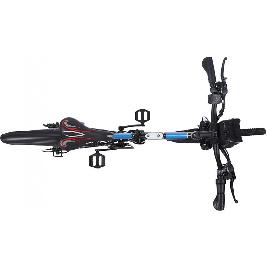 350W Folding E-Bike Adult Electric Mountain Bike 26 Inch Folding Electric Bicycle with Removable 36V/8 Ah Lithium-Ion Battery, Full-Suspension E-MTB, 21 Speed Gear