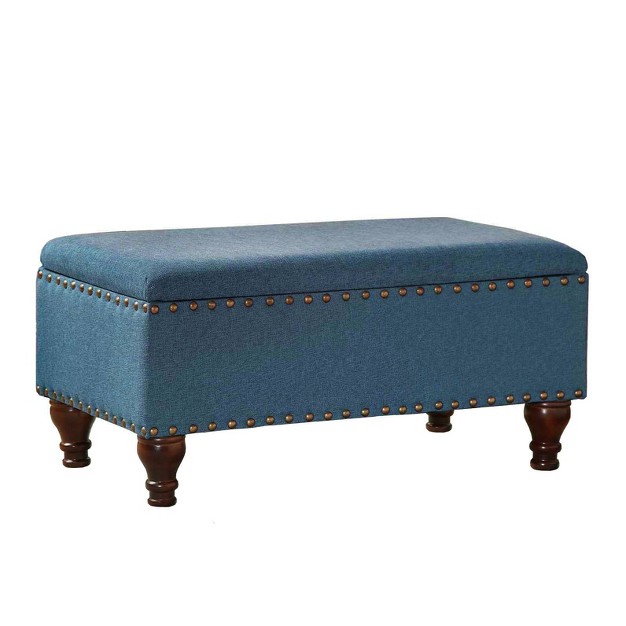Large Rectangle Storage Bench With Nailhead Trim Homepop