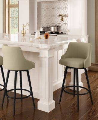 Amisco Duncan Swivel Counter Stool - Beige Fabric/Textured Black Metal